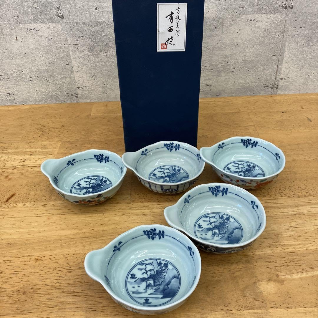 Amazon.co.jp: レトロ 有田焼 肥前勇窯 陶器製 山水図 花柄絵