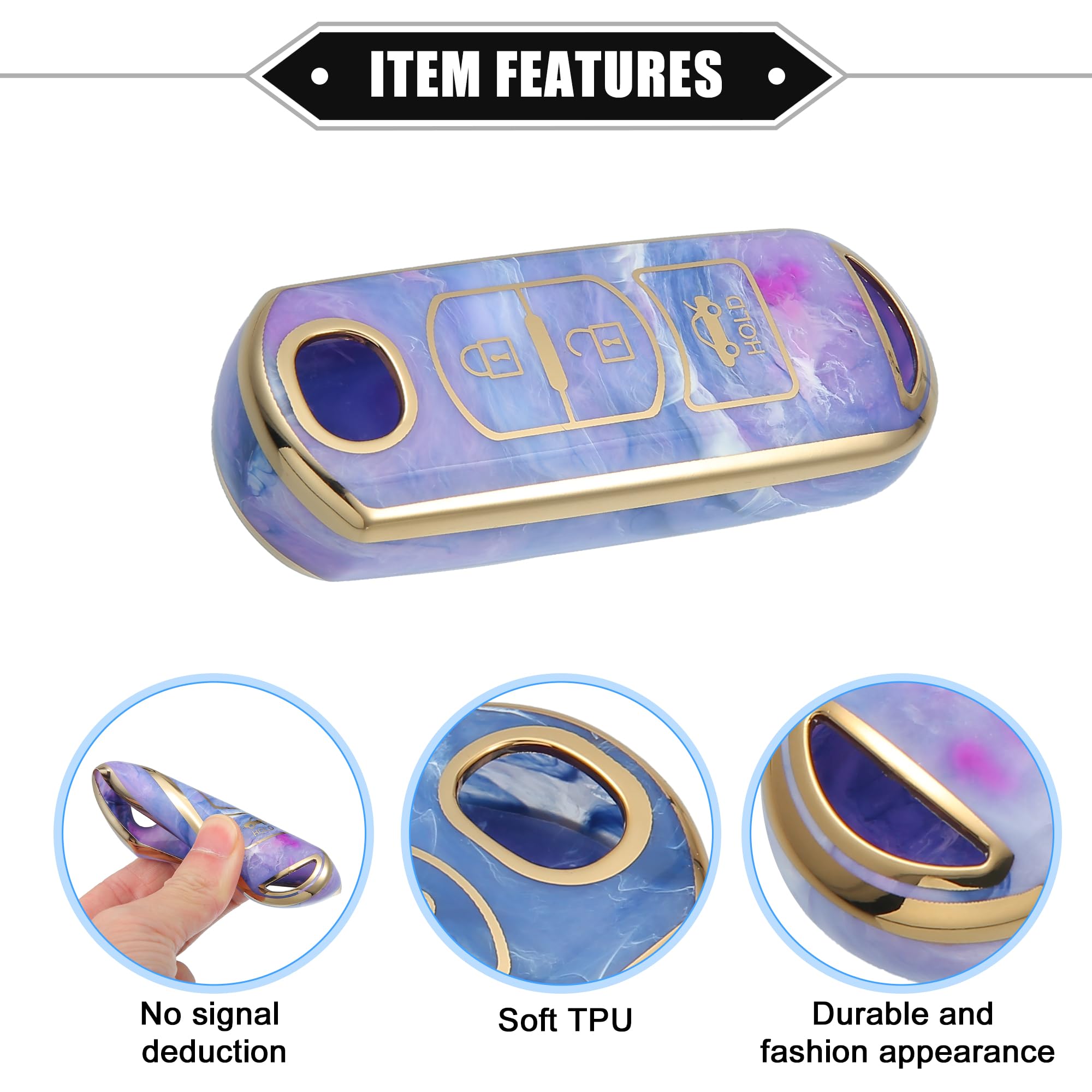 X AUTOHAUX Green Porcelain Pattern Key Fob Cover For Mazda CX-3, CX-4, CX-5 - Soft TPU Protective Case - View #7