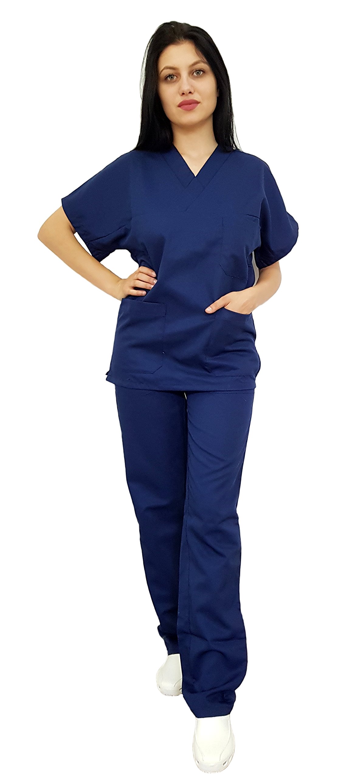 Tecno Hospital CASACCA OSPEDALIERA, OSS, ESTETICA INFERMIERE, MEDICO, SANITARIO, LABORATORIO 2 TASCHE ANTERIORI CON TASCHINO, SPACCHI LATERALI, SCOLLO A V, UNISEX