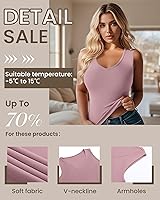 Vista 4 de Paquete de 4 camisetas térmicas sin mangas para mujer, con cuello en V, forro polar, sin mangas, cálido, chaleco de capa base