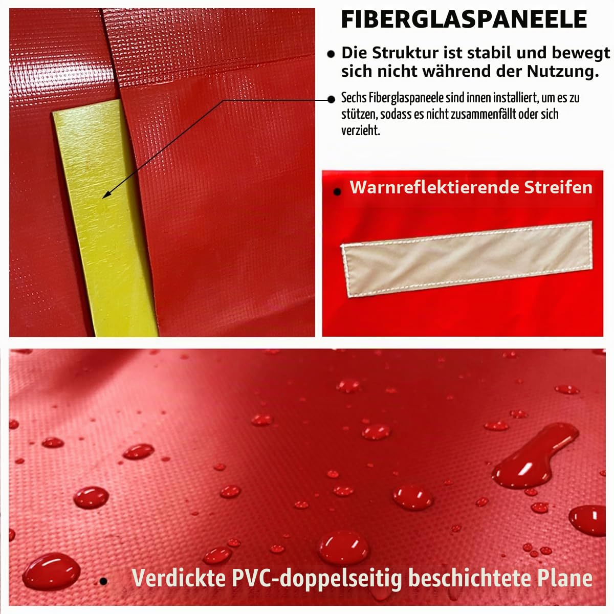 Hochwasserschutz bei Türen Wassergefüllte Hochwasserschutzbarriere Aufblasbare Hochwasserschutz, alternativer Sandsack für Regenschutz Rot (157"x15.7")