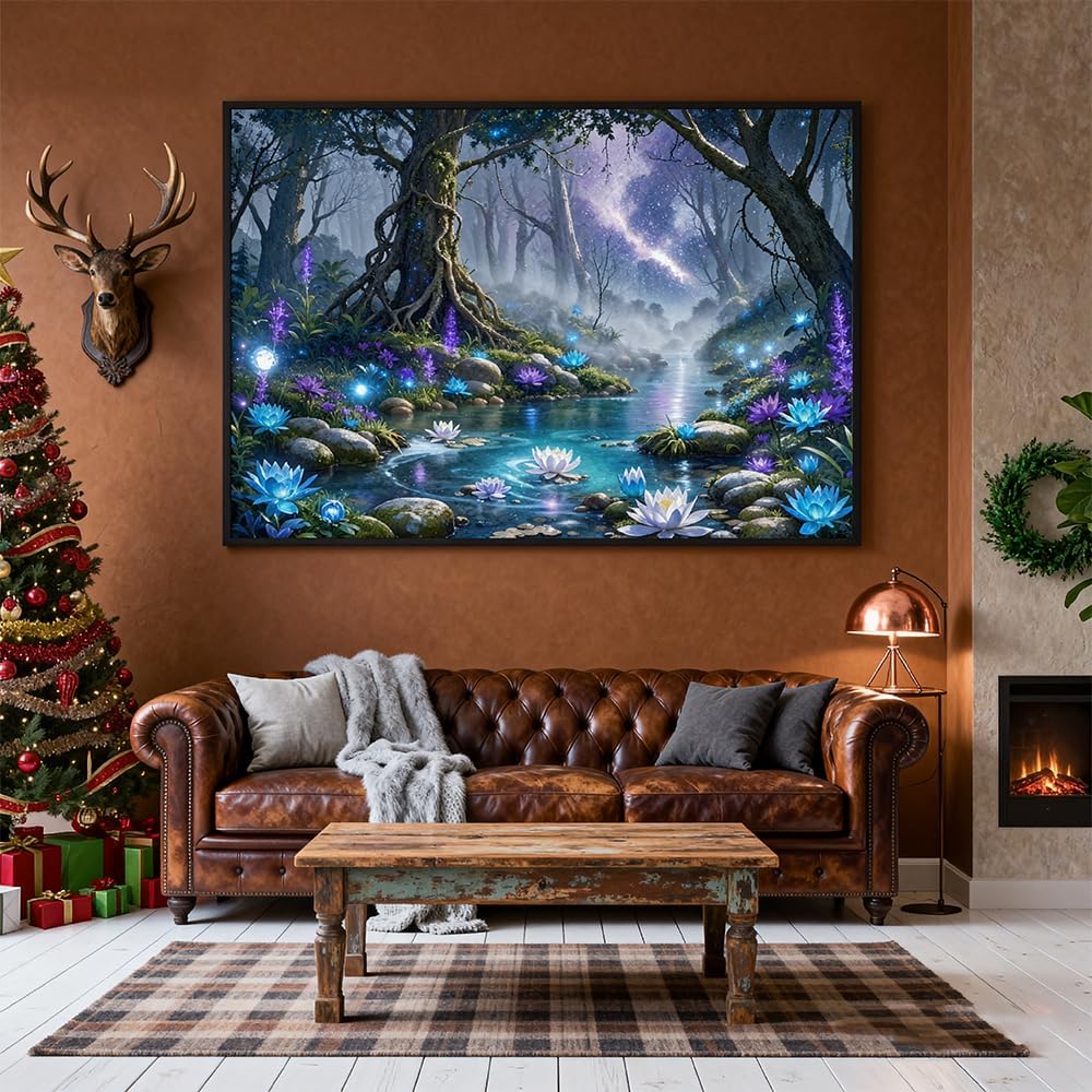 Puzzles for Adults 1000 Pieces - Fantasy Forest River Themed Colorful Jigsaw Puzzles, Fun Family Game, Challenging Brain Teaser, 28 x 20 in, Great Gift Idea & Home Decor (Fantasy Forest)