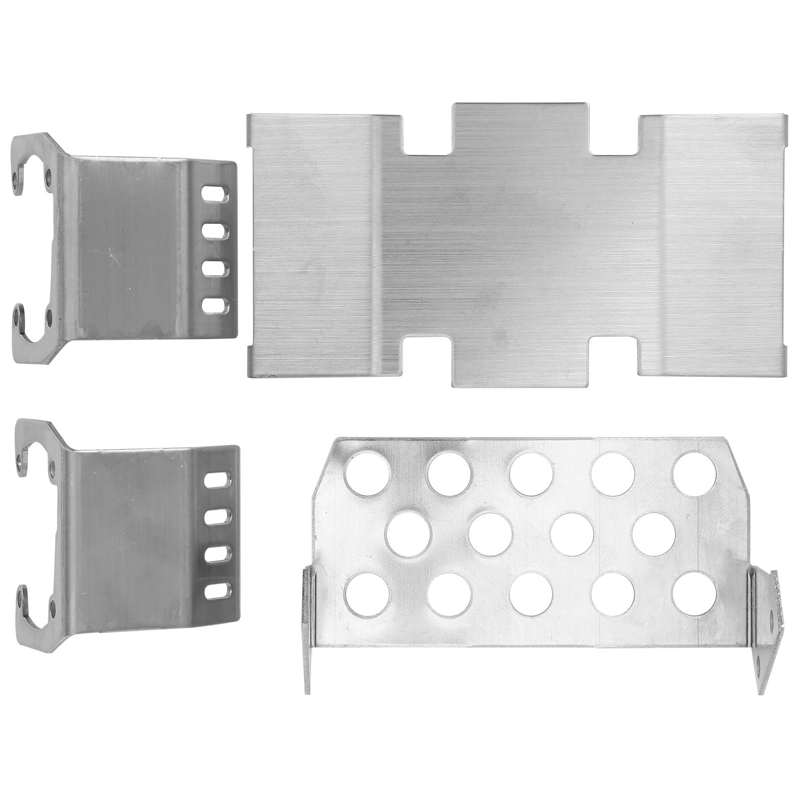 4 Pcs RC Chassis Armors Set, Stainless Steel Chassis Armors Skid Plate, for 1/10 for SCX10 II 90046 90047RC Vehicles RC Part Accessory Silver