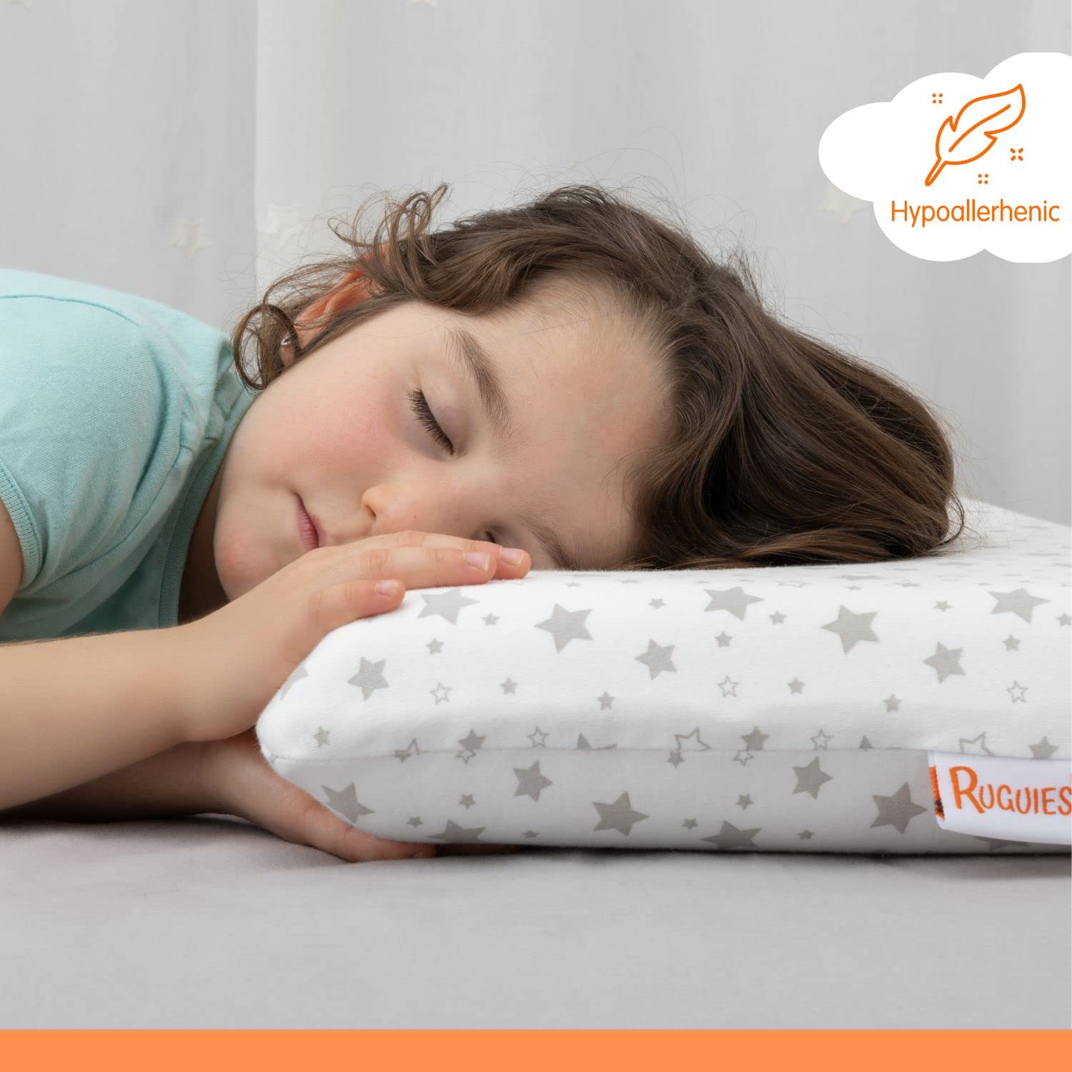 RUGUIES- Cuscino viscoelastico per bambini e neonati, ipoallergenico e traspirante- Cuscino per bambini- Rivestimento lavabile in 100% cotone-OEKO-TEX- Da 1 a 10 anni XL (58x32x 5 o 7cm).