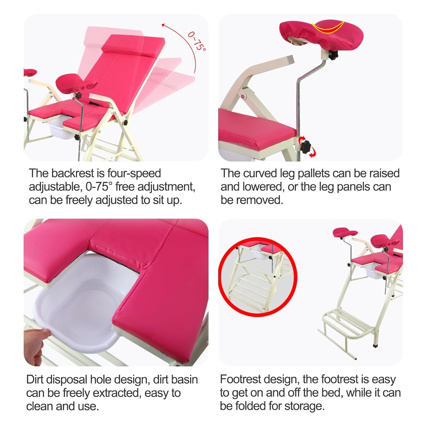 Mesa plegable de examen médico - Cama de examen ginecológico para tratamiento de salud femenina y lavado, equipo médico portátil para clínicas y oficinas