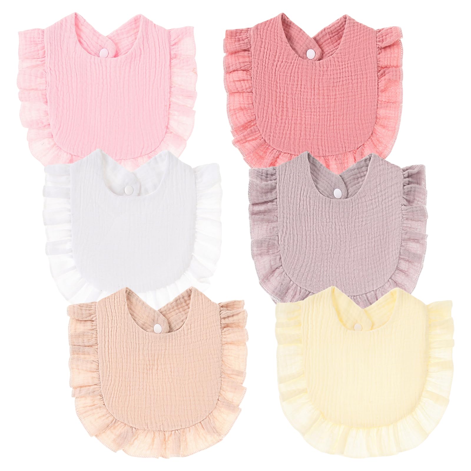 Terilamy 6 PCS Baby Bibs Muslin Baby Bandana Drool Bibs Soft 100% Cotton Absorbent Teething Bibs with Adjustable Snaps Unisex for 0-24 Months Newborn Toddler Drooling Teething