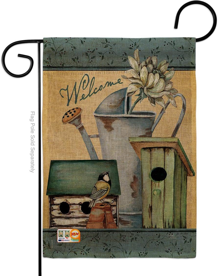 Welcome Spring Burlap Garden Flag Country Living Primitive Farm Western Barn American Rustic Cowboy Rural Ranch Small Decorative Gift Yard House Banner Double-Sided Made In USA 13 X 18.5