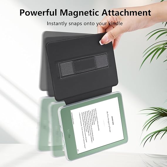 MOROCK Detachable Magnetic Case for All-New 6 Kindle(11th Generation,2024/2022 Release), Slim and Lightweight PU Leather and PC Clear Back Cover with Hand Strap, Auto Wake/Sleep, Oat Coffee