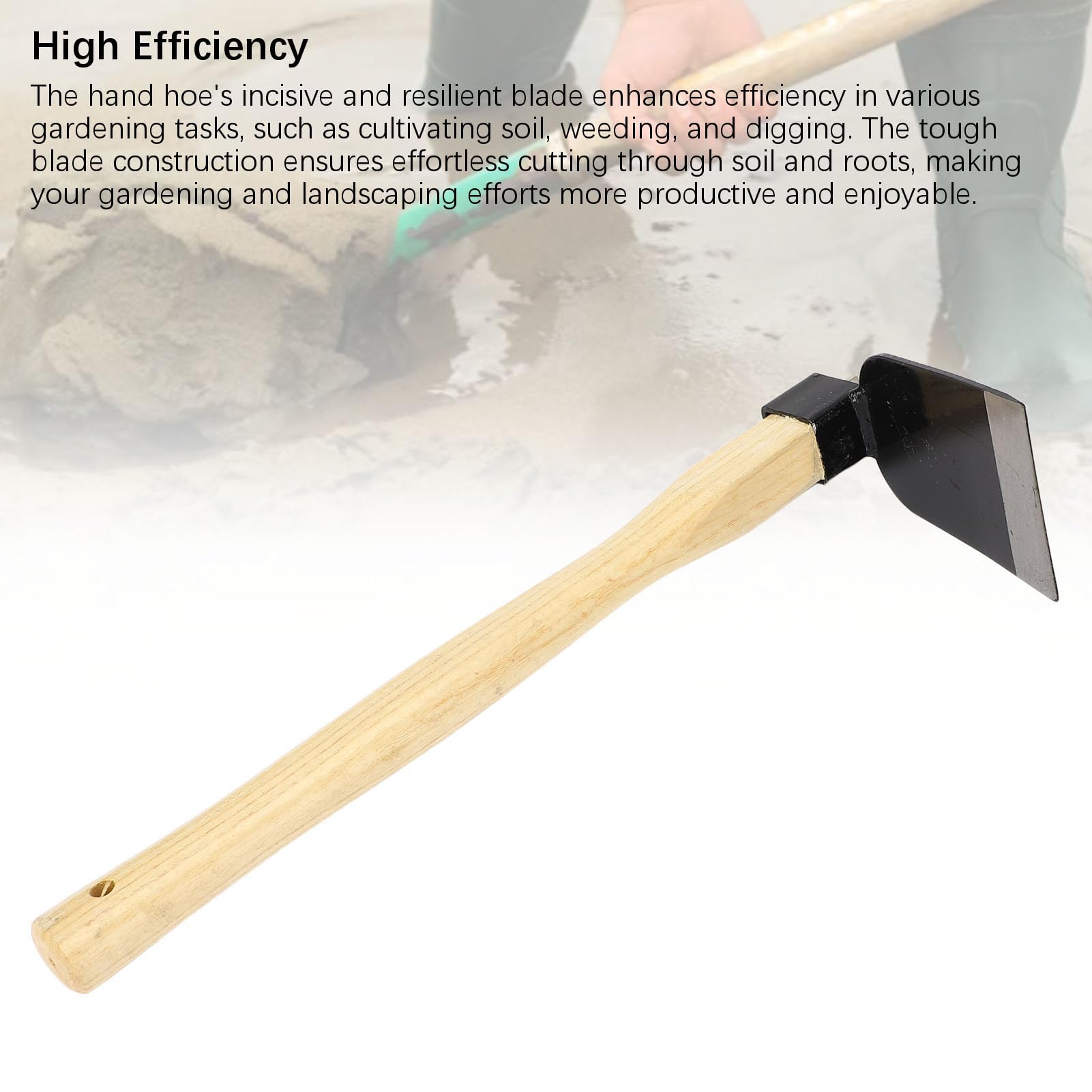Jeffergarden Binette à Main Ergonomique avec Manche en Bois Outil de Jardinage Léger en Acier au Carbone pour Désherber Cultiver et Ameublir Le Sol