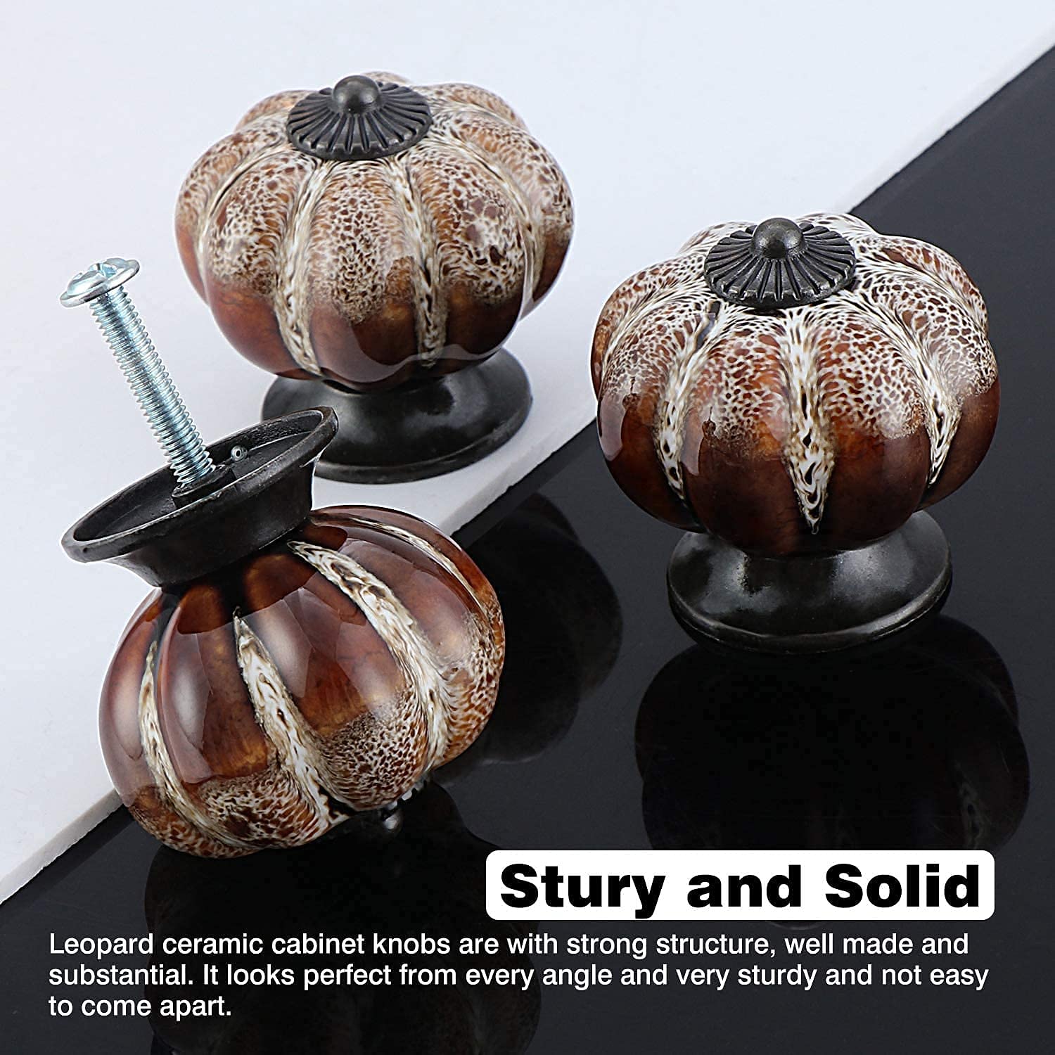 6 szt.Gałki do szuflady Zielone 40 mm Gałki do drzwi Gałki meblowe Uchwyty meblowe Ceramiczne gałki do szafek - styl antyczny (brązowy)