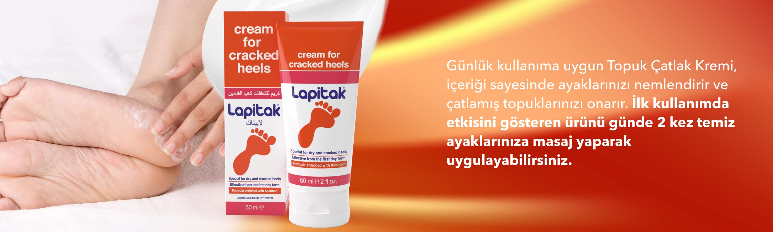Lapitak Topuk Çatlak Kremi 60ml - Ayak Kremi - Ayak Bakımı - Ayaklardaki Çatlakları Engenlemeye Yardımcı olur. Kuru ve Yıpranmış Ayaklarda 24 saat içinde etkisi hissedilir.