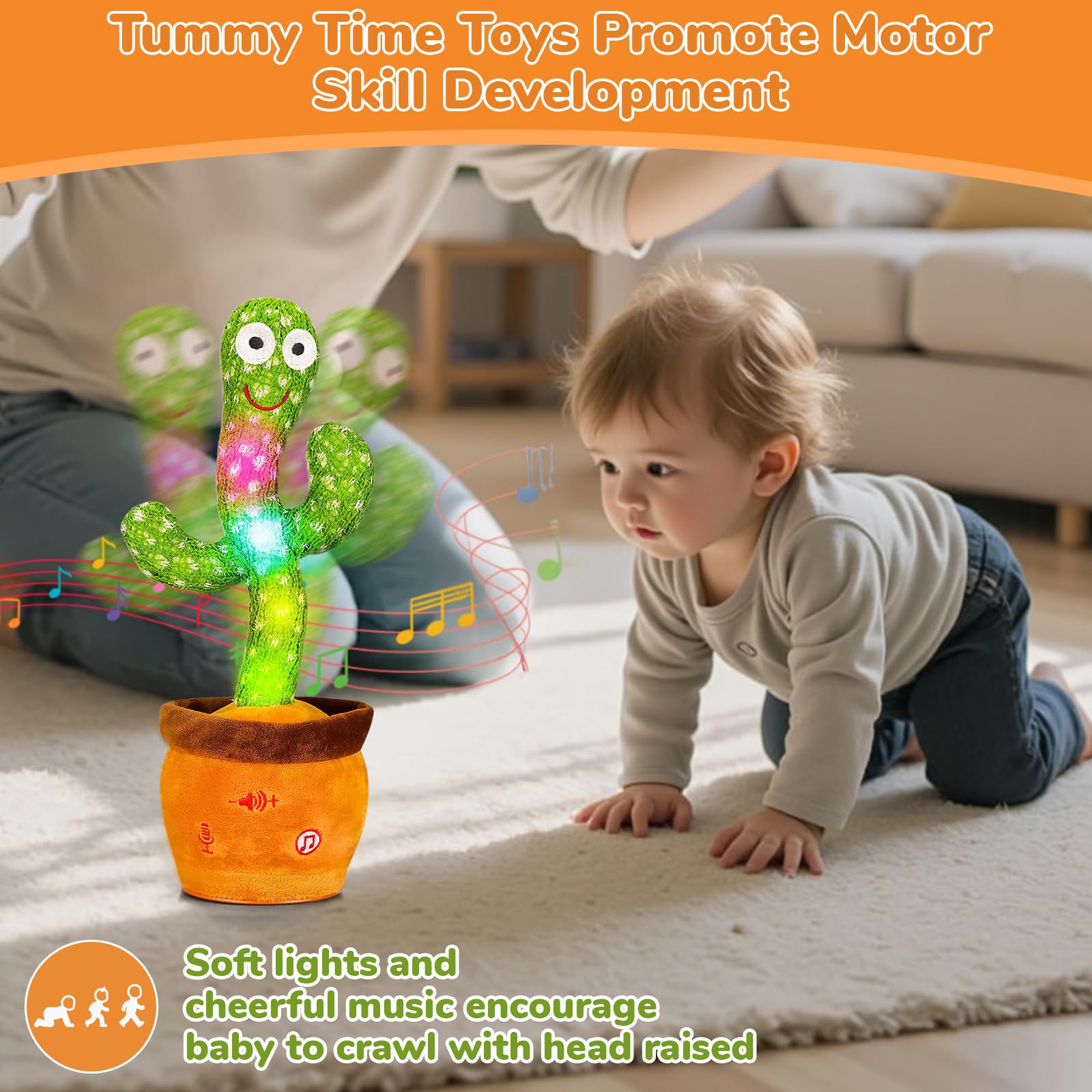 Juguete de Cactus Parlante que Baila, Juguete de Cactus que Canta y Graba Imitando para Bebé, Repite lo que Dices, Juguetes Musicales Interactivos para Bebés y Niños Pequeños de 1 Año, Niños y Niñas