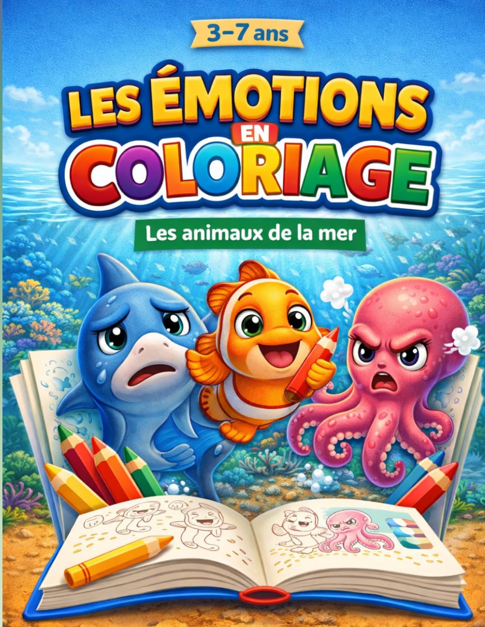 Les émotions en coloriage : Les animaux de la mer: Un livre de coloriage pour aider les enfants à reconnaître et exprimer leurs émotions