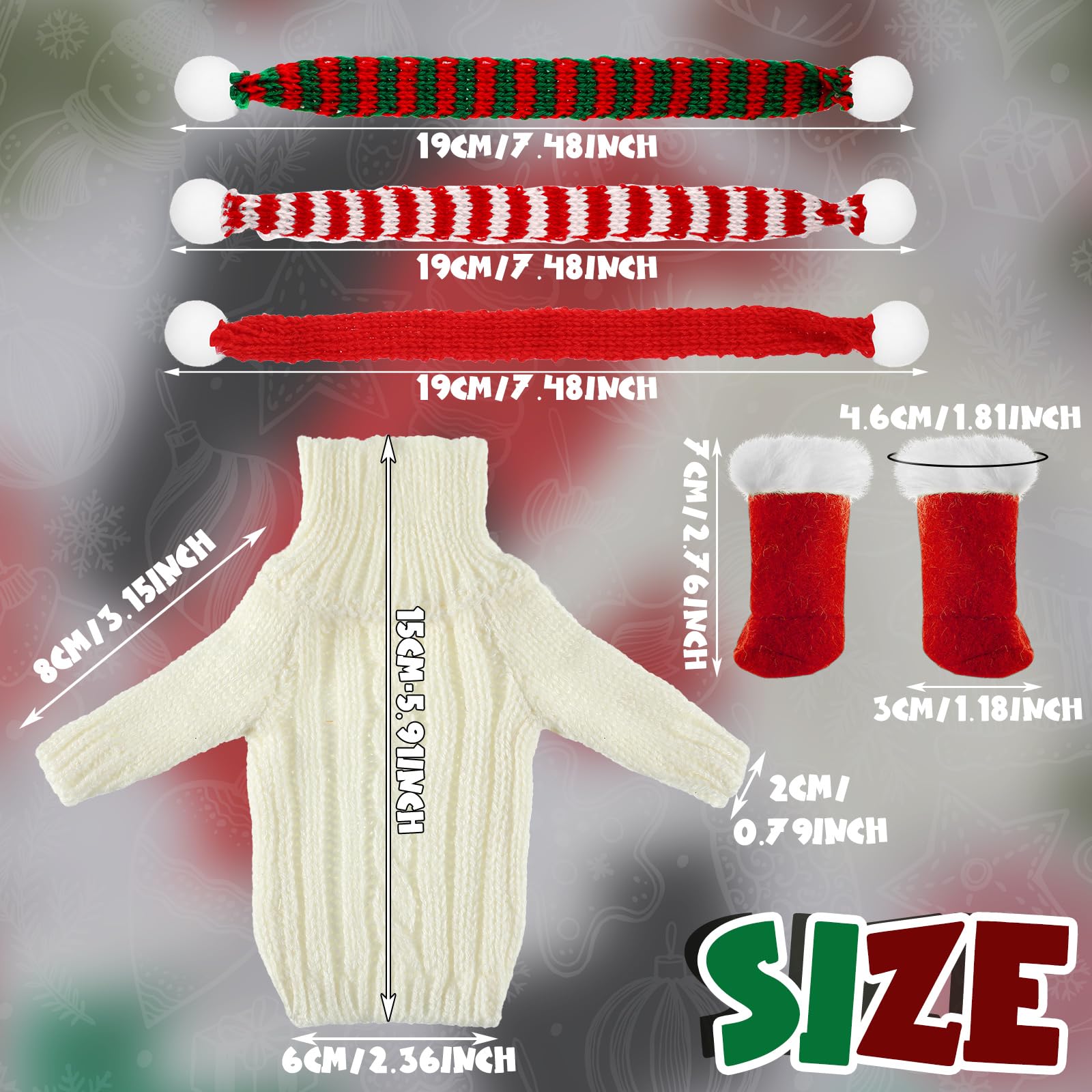 9 piezas de ropa de muñeca de Navidad de 11.5 pulgadas, accesorios de ropa de muñeca de invierno, incluye suéter de Papá Noel, zapatos, botas de nieve, pantalones cortos (negro, rojo, 3