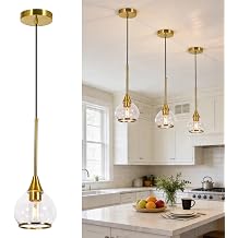 Phaosio Gold Pendant Light, Clear Glass Globe for Kitchen Island & Dining