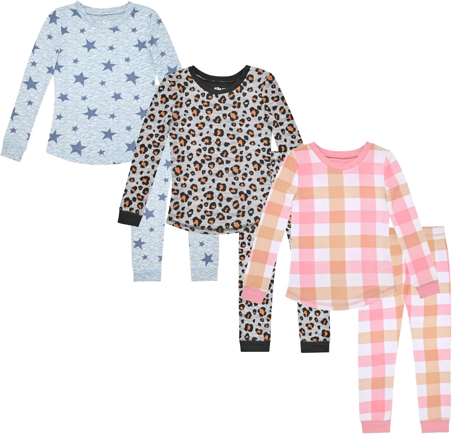 Girls’ Pajama Sets Multipack Snug Fit Soft Long Sleeve Pajama Tops & Sleepwear Pants