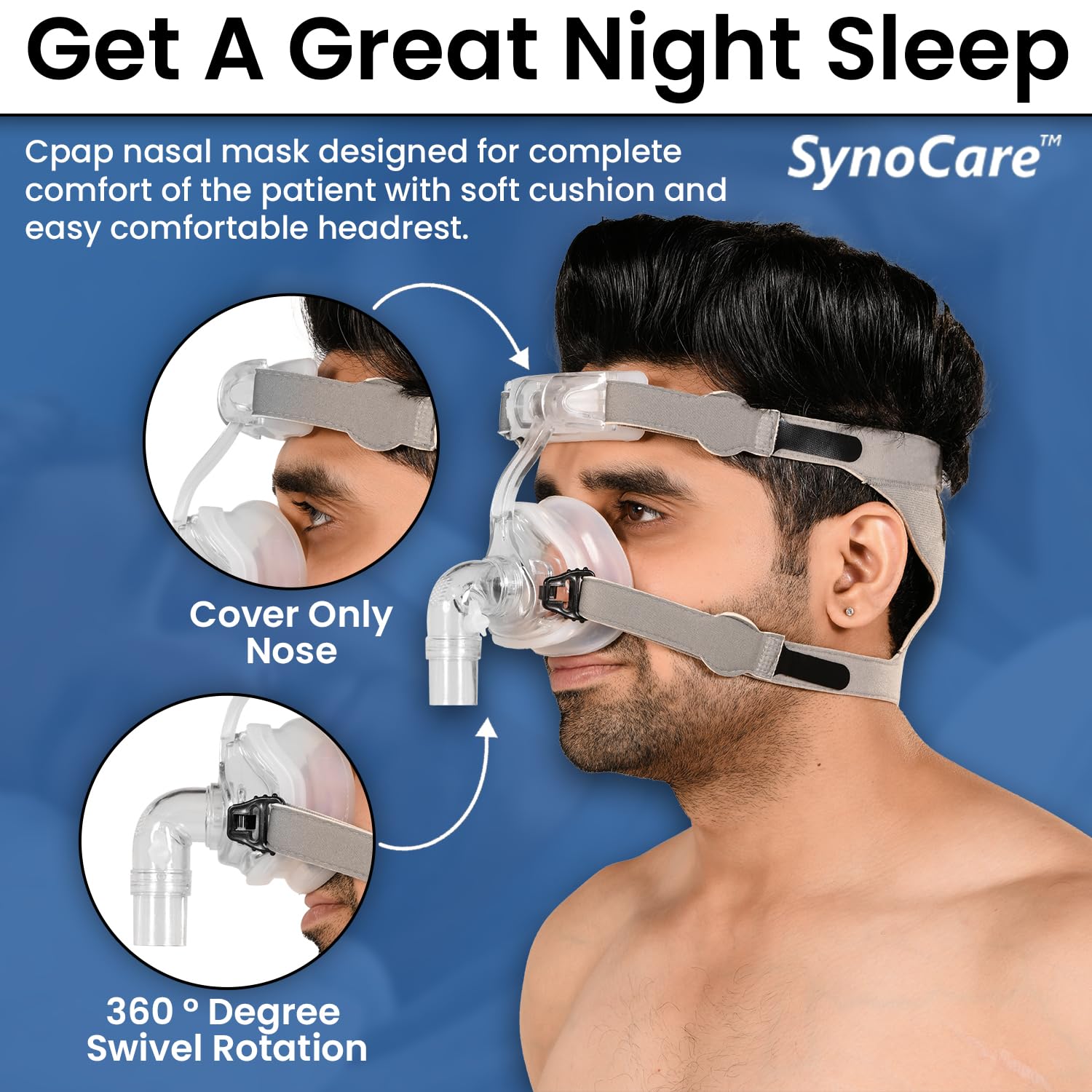 Sinocier combo pack nasal CPAP Mask Sleep with tube pipes for apnea, transparent medium size, compatible with all CPAP machines, comfortable nose-coverage, adjustable head lease, lightweight Sinocier combo pack nasal CPAP Mask Sleep with tube pipes for apnea, transparent medium size, compatible with all CPAP machines, comfortable nose-coverage, adjustable head lease, lightweight