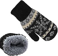 CaySep Warm Knitted Winter Mittens Gloves for Women Men - Stretchy Fleece-Lined One Size Fits Most Cold Weather