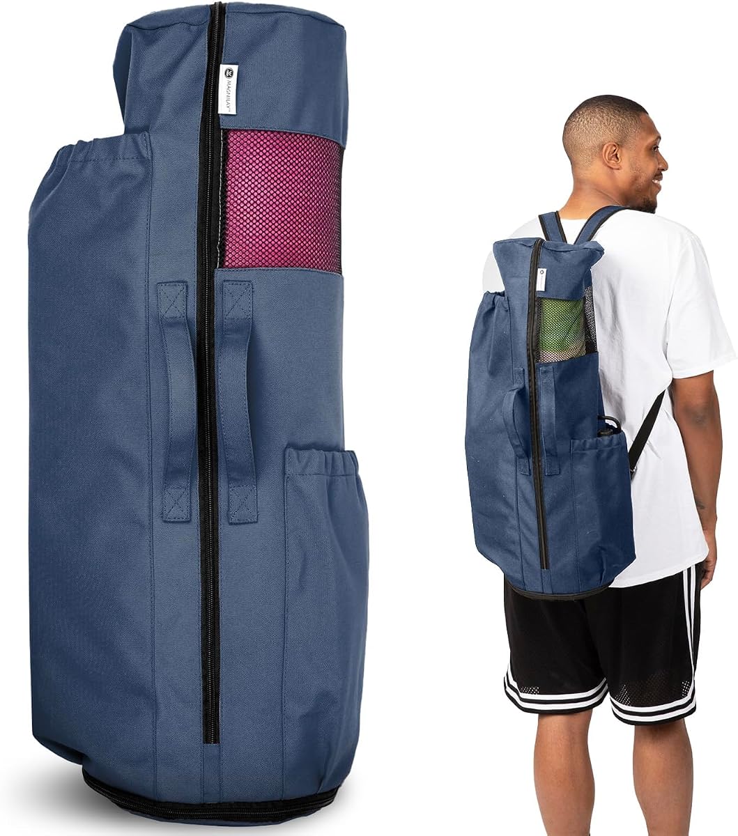 Expandable Yoga Mat Bag, Adjustable Strap, Black, Large | Fits Mats up to 32 in, Holds 2 Blocks & Gear, Backpack Crossbody or Shoulder Wear, Gym, Yoga Retreat, Unisex Design