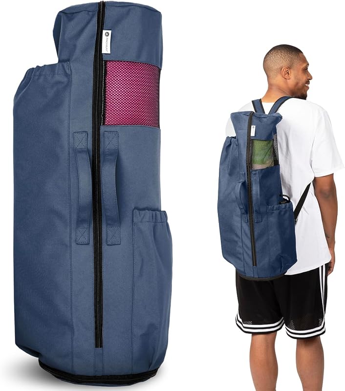 Expandable Yoga Mat Bag, Adjustable Strap, Black, Large | Fits Mats up to 32 in, Holds 2 Blocks & Gear, Backpack Crossbody or Shoulder Wear, Gym, Yoga Retreat, Unisex Design