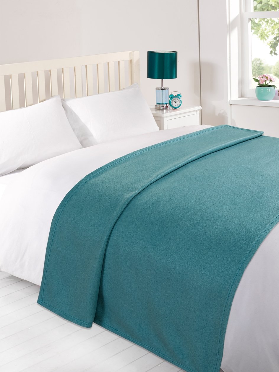 Dreamscene Teal Blue Fleece Throw Blanket For Bed, Super Soft Warm Cosy Plain Teal Throw For Sofa Lightweight Fluffy Single Bedspread Polar Fleece Blanket, 120 X 150Cm