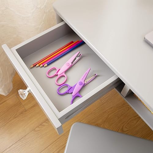 Miniatura 5 de Guidecraft Dahlia - Juego de escritorio y silla para niños, color gris: juego de mesa y silla de estudio de madera para niños, mesa de escritura con