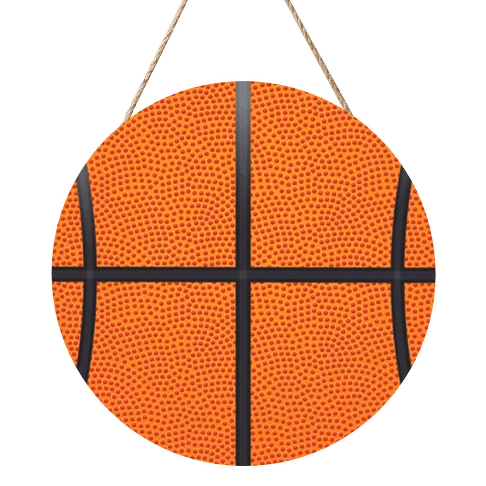 InOmak Basketball Ball, Round Wood Panel Painting 12 in, Wall Hanging Painting For Home