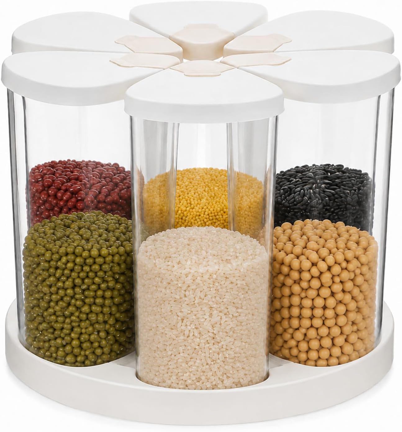 5-10 lbs 6 Grids 360° Rotating Cereal Dispenser Countertop