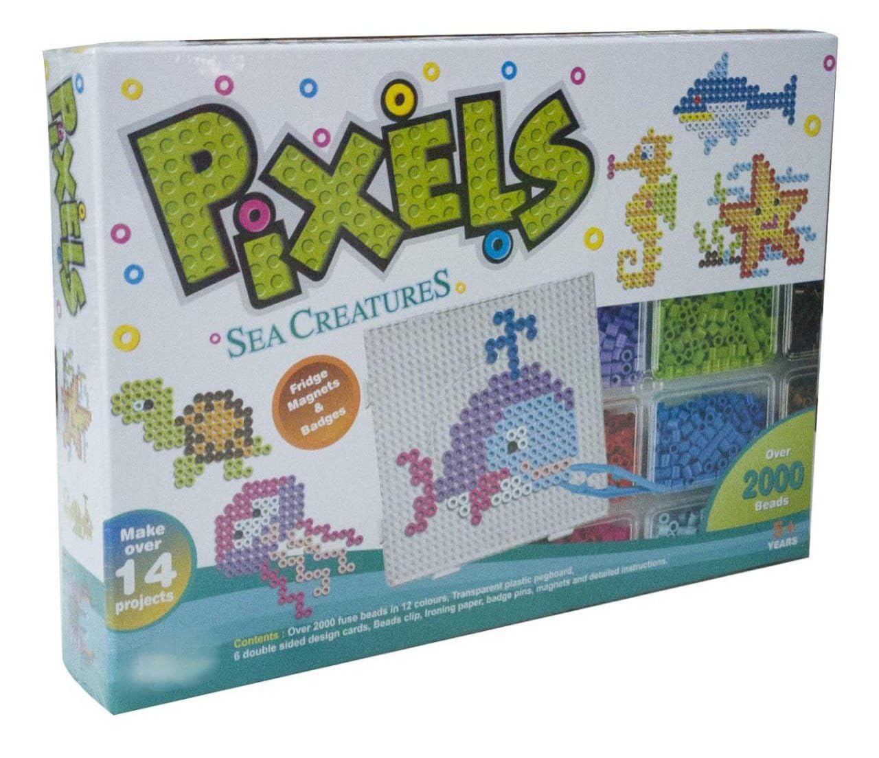 RAMESHTH Enterprises New Art Box Pixels Plastic Sea Creature Fridge Magnets Badges Making Kit for Kids (Multicolour)