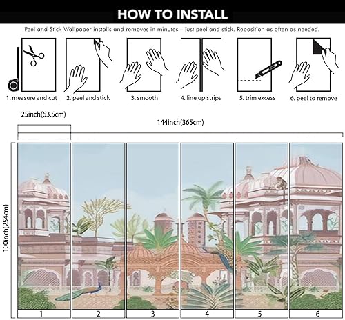 Miniatura 6 de VGHUYEVOGERE Murales modernos de papel tapiz 3D indio complejo indio para jardín, mono, despegar y pegar, adhesivos de pared de PVC autoadhesivos