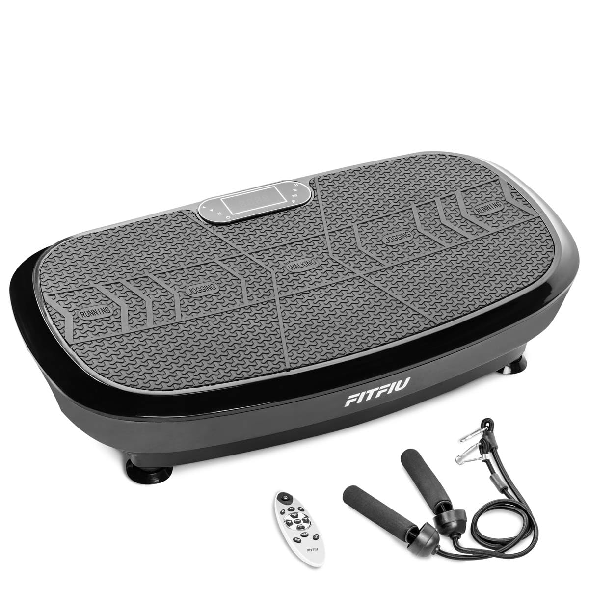 FITFIU Fitness PV-200 - Plataforma Vibratoria 3D, con movimiento en 3 planos, 500 W + 500 W, 180 velocidades, 5 programas predeterminados, 2 cuerdas elásticas y mando, peso máx 150 kgt