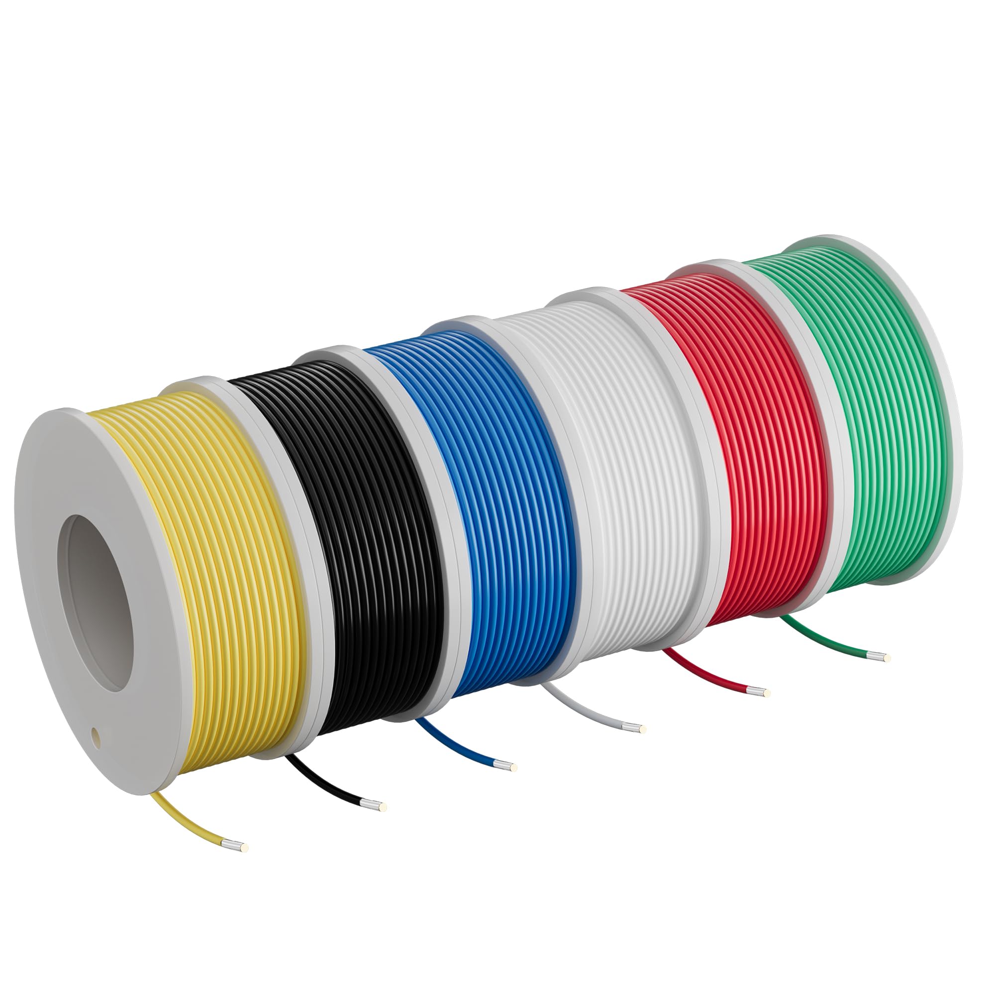 HiFind 22 AWG Solid Core Hook up Wire Spool 50 Ft Each-6 Colors Flexible 22 Gauge Electrical Tinned Copper Wire Kit, PVC Easy to Peel Led Solder