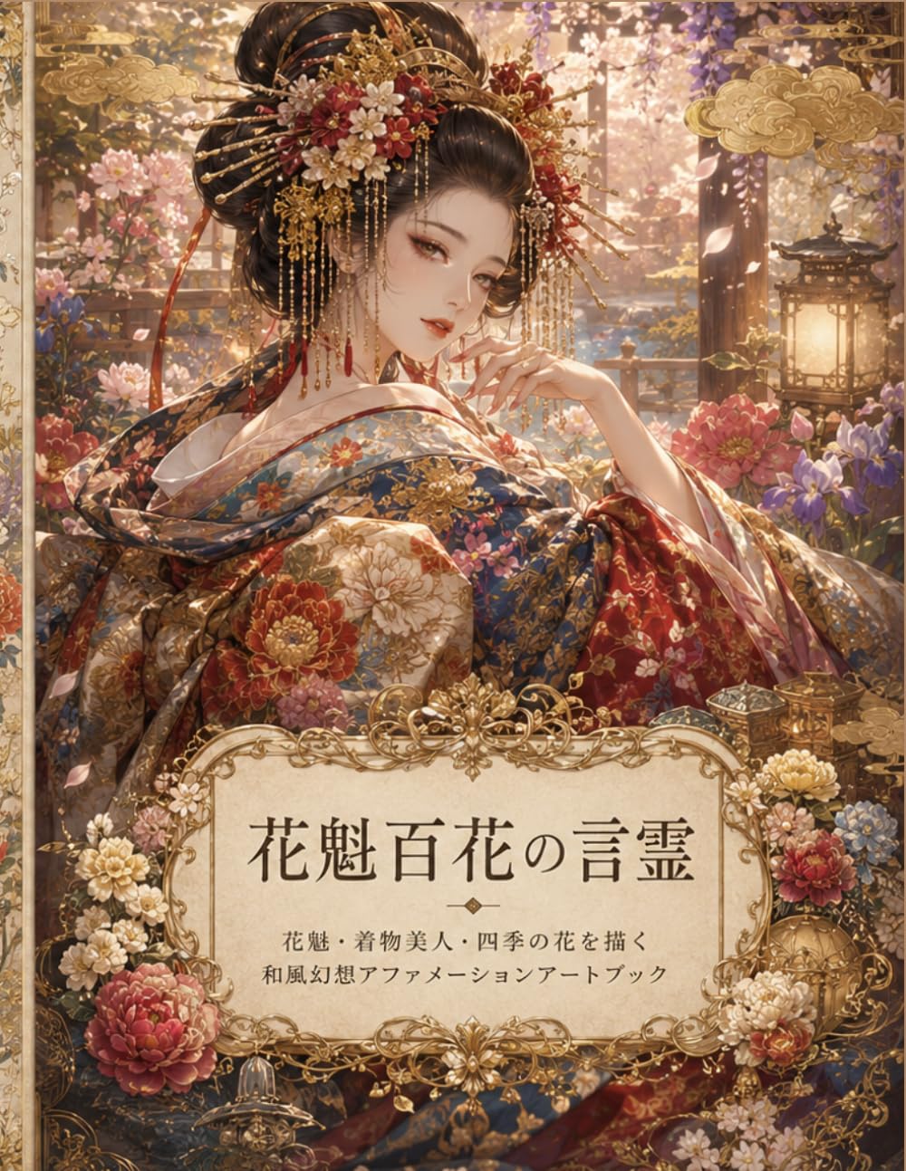 花魁百花の言霊: 花魁・着物美人・四季の花を描く和風幻想アファメーションアートブック (森の灯りシリーズ)