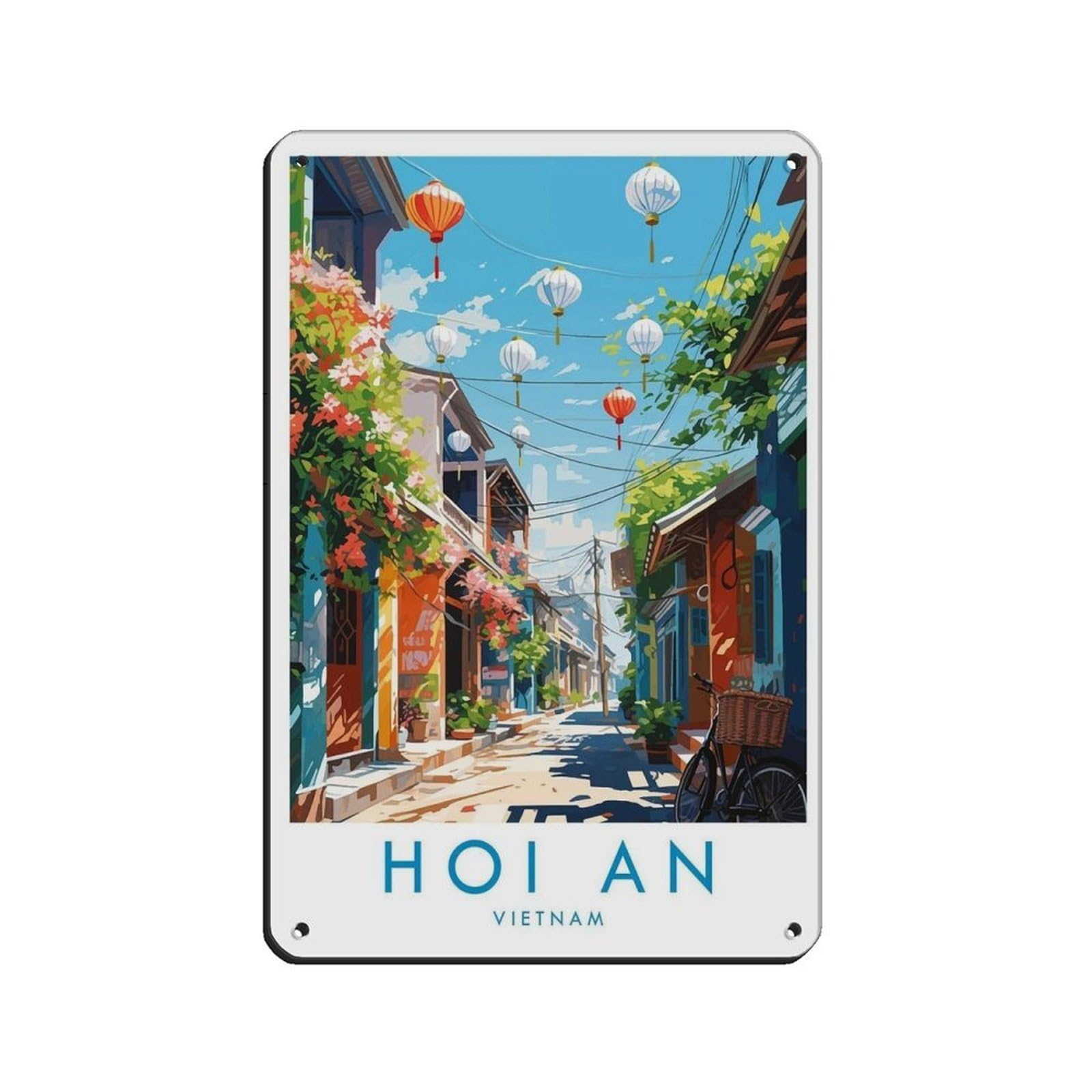 Hoi An Travel,Vietnam Travel Art Retro Poster Metal Tin Sign Chic Art Retro Iron Painting Bar People Cave Cafe Family Garage Poster Wall Decoration 8x12inch(20x30cm)