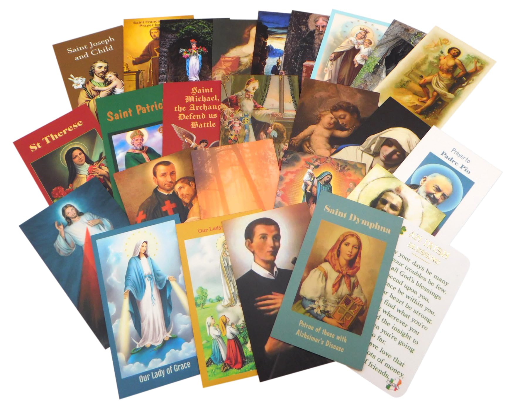 Westmon Works Saint Holy Card Deluxe Bulk Bundle Assorted Catholic Saints and Prayers Gift Bagged Set Made in the USA, Pack of 25