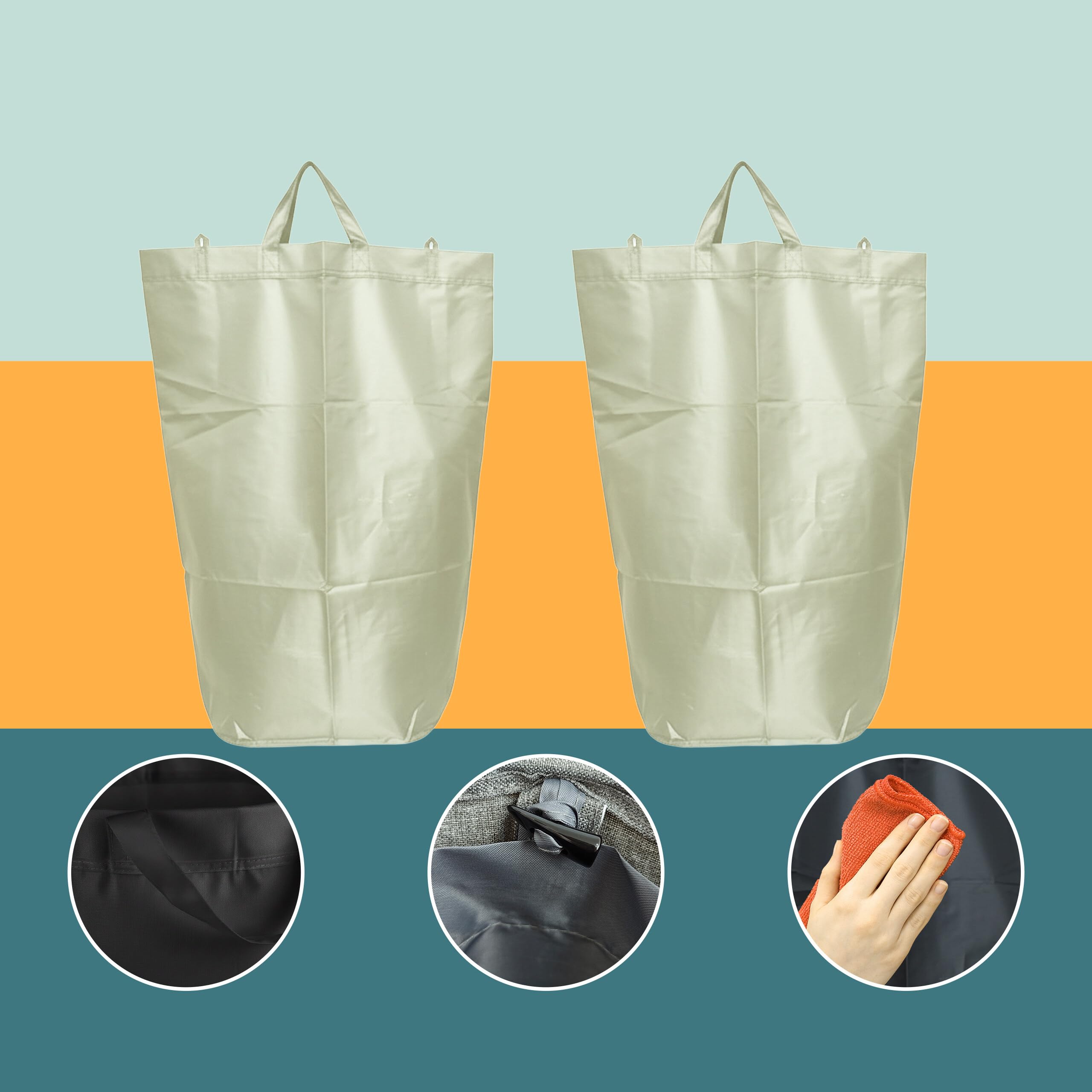 Relaxdays Conteneur de Collecte de Bouteilles 100 L, 2 Sacs, étanche, Beige 70x43x33 cm