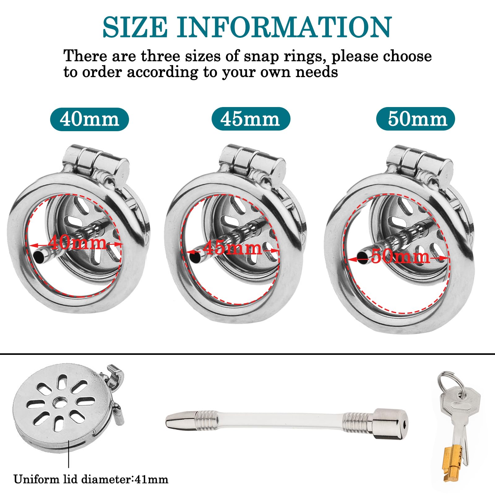 BDSMLOVE Gabbia di castità in acciaio inossidabile con Dilatatore uretrale, chastity cage per Prevenire L'erezione, gabbia di castità per uomo, male pene Cock cage (45 mm)