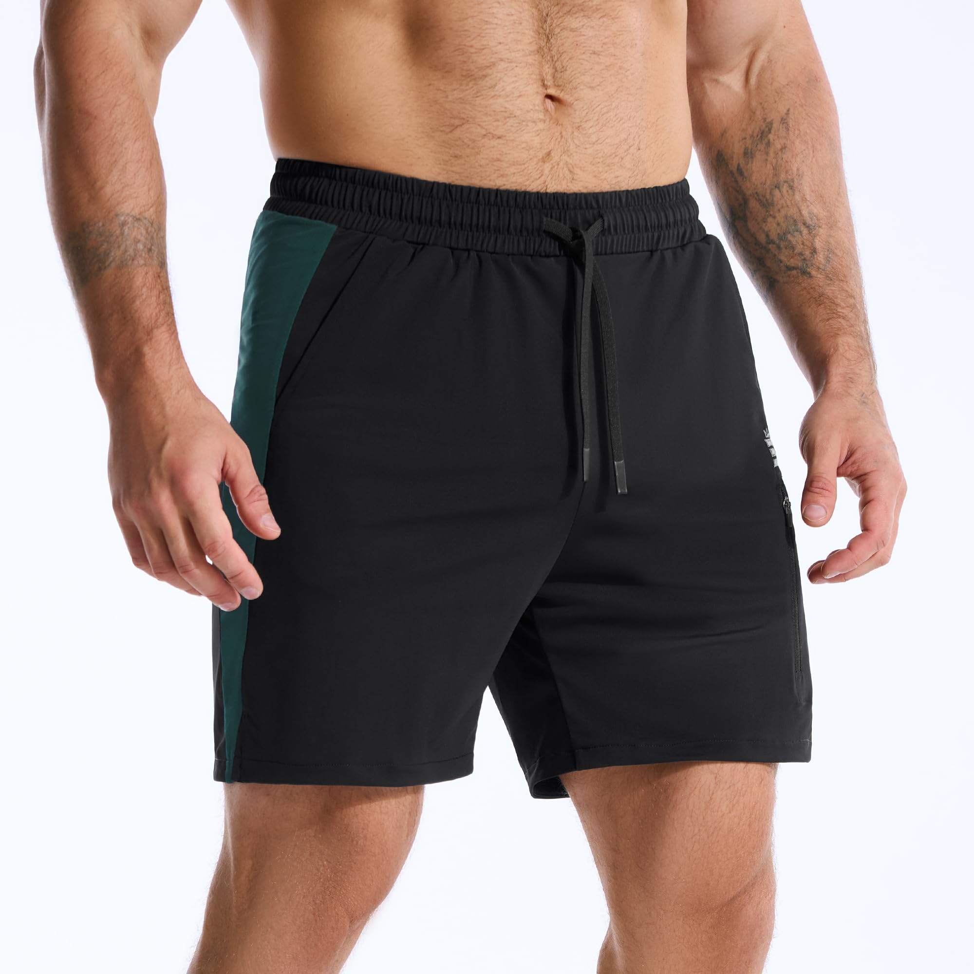BROKIG Leichte Sporthose Herren Kurz, Schnell Trocknend Laufhose Herren Kurz Workout Gym Shorts mit Reißverschlusstasche