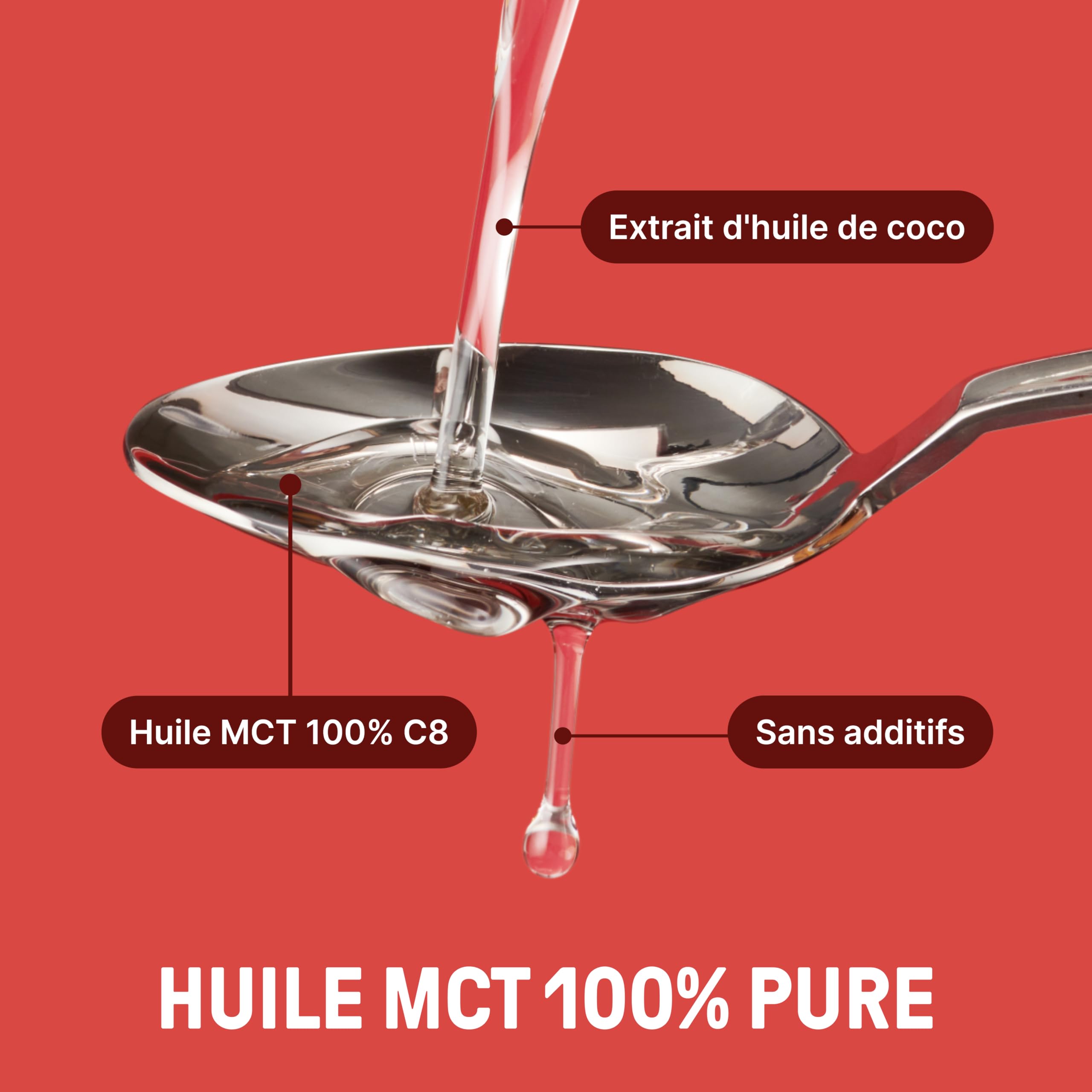 BRAINEFFECT Huile MCT 100% C8 - Qualité allemande - Huile C8 pure (sans C10) issue d'extrait de noix de coco de première qualité - 1000 ml - Bouteille métallique protectrice