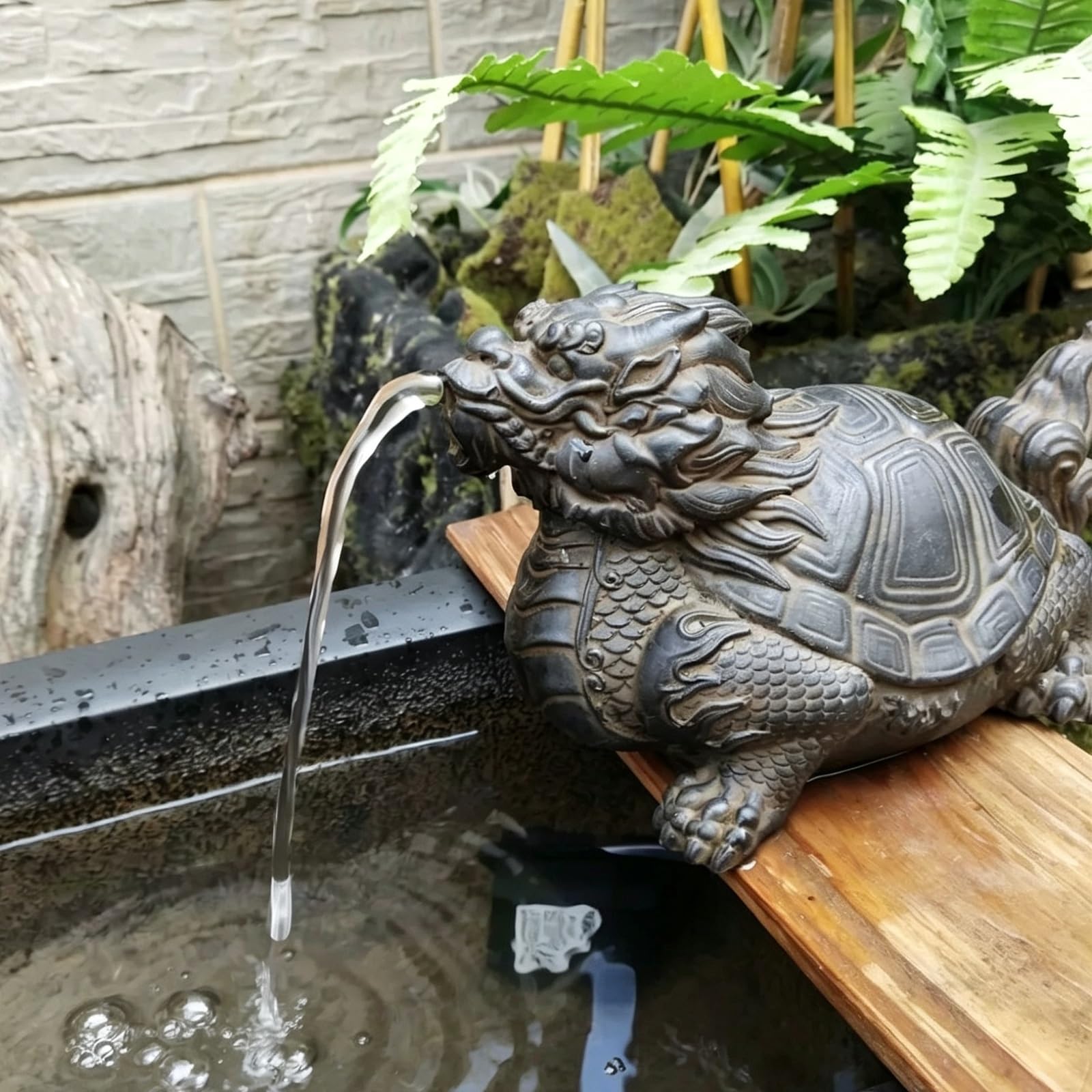 Fontana Spruzzatore per Stagno, Statua Decorativa Tartaruga Drago | Irrigatore da Giardino Esterno, Decorazione per Laghetto e Terrazza