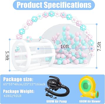 Inflatable Bubble House With Blower For Kids - Luxury PVC Bubble Dome Tent For Commercial & Outdoor Backyard Parties10Ft Clear