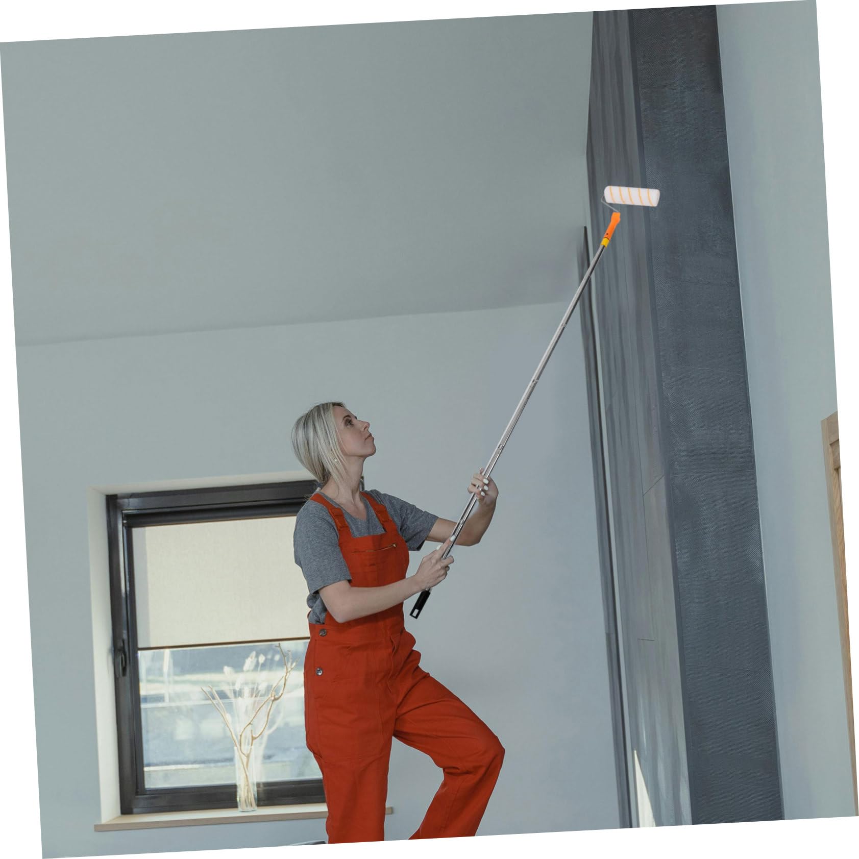 Rodillo de Reparación de Pared con Brocha 1 Juego de Cubiertas de Repuesto para Rodillo de Pintura Kit de Brochas para Pintura de Pared con Varilla Telescópica