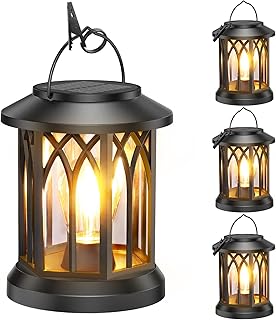 WdtPro 4 Pack Solar Lantern Outdoor Lights, Upgraded Bright Solar Lanter...
