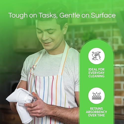 Miniatura 10 de Towels N More 24 toallas de limpieza de rayas verdes para cocina, toallas de cocina de 16 x 19 pulgadas, toallas de cocina de algodón de grado