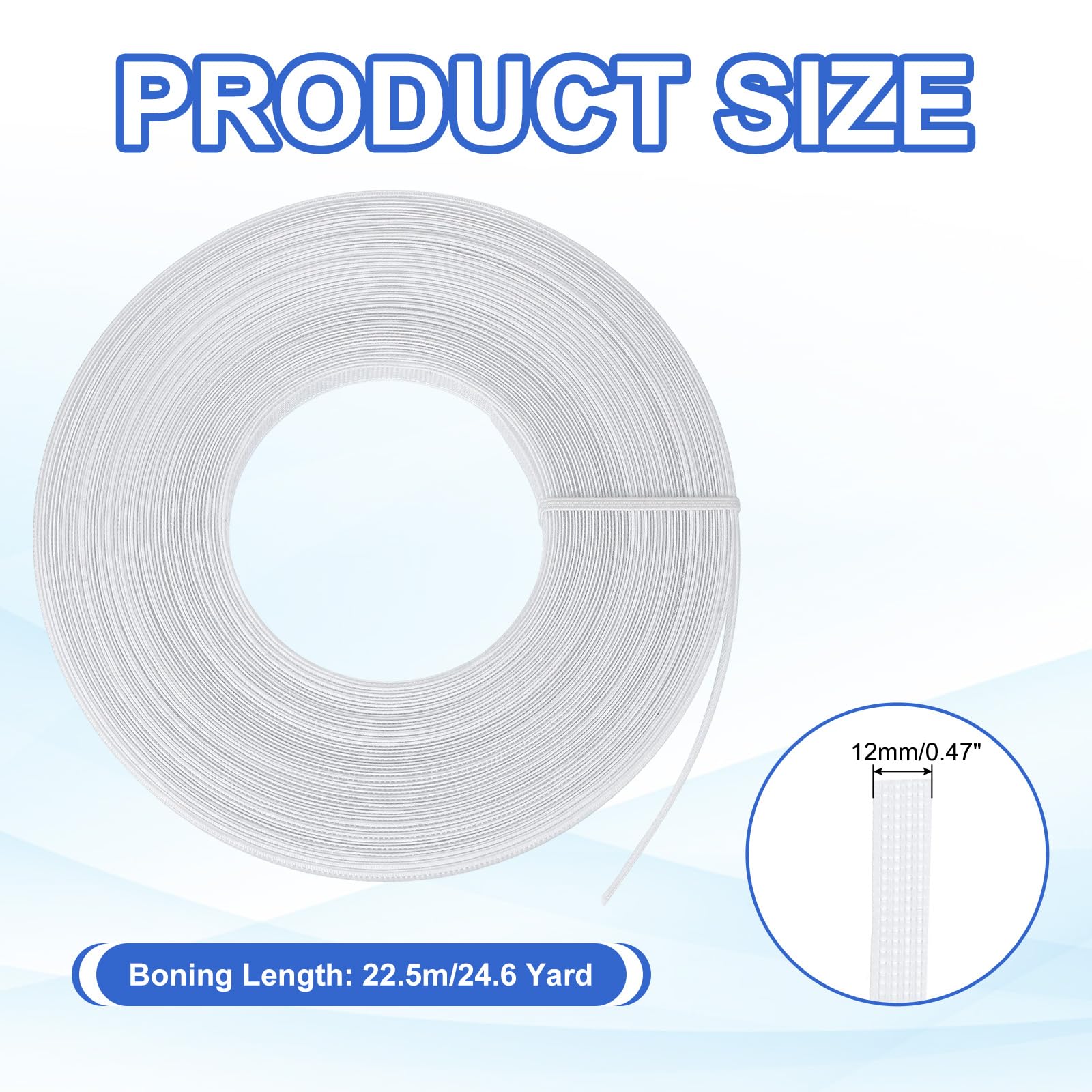 uxcell 24 Yards Polyester Boning for Sewing 12mm Wide Low-Density Sewing Corset Webbing Boning for Bra Sewing Corset Wedding Dress Hat DIY Handbags, White