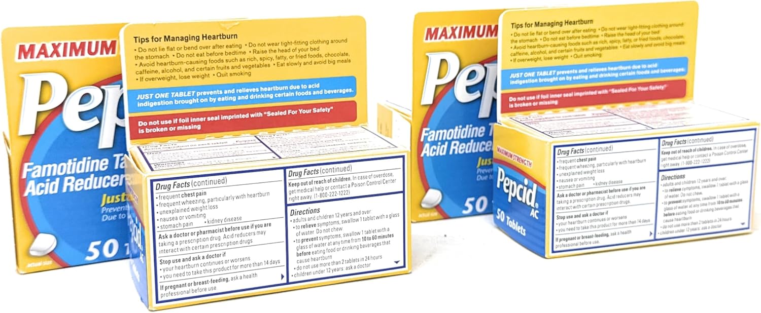 Pepcid AC Tablets Maximum Strength - 50 ct, Pack of 4