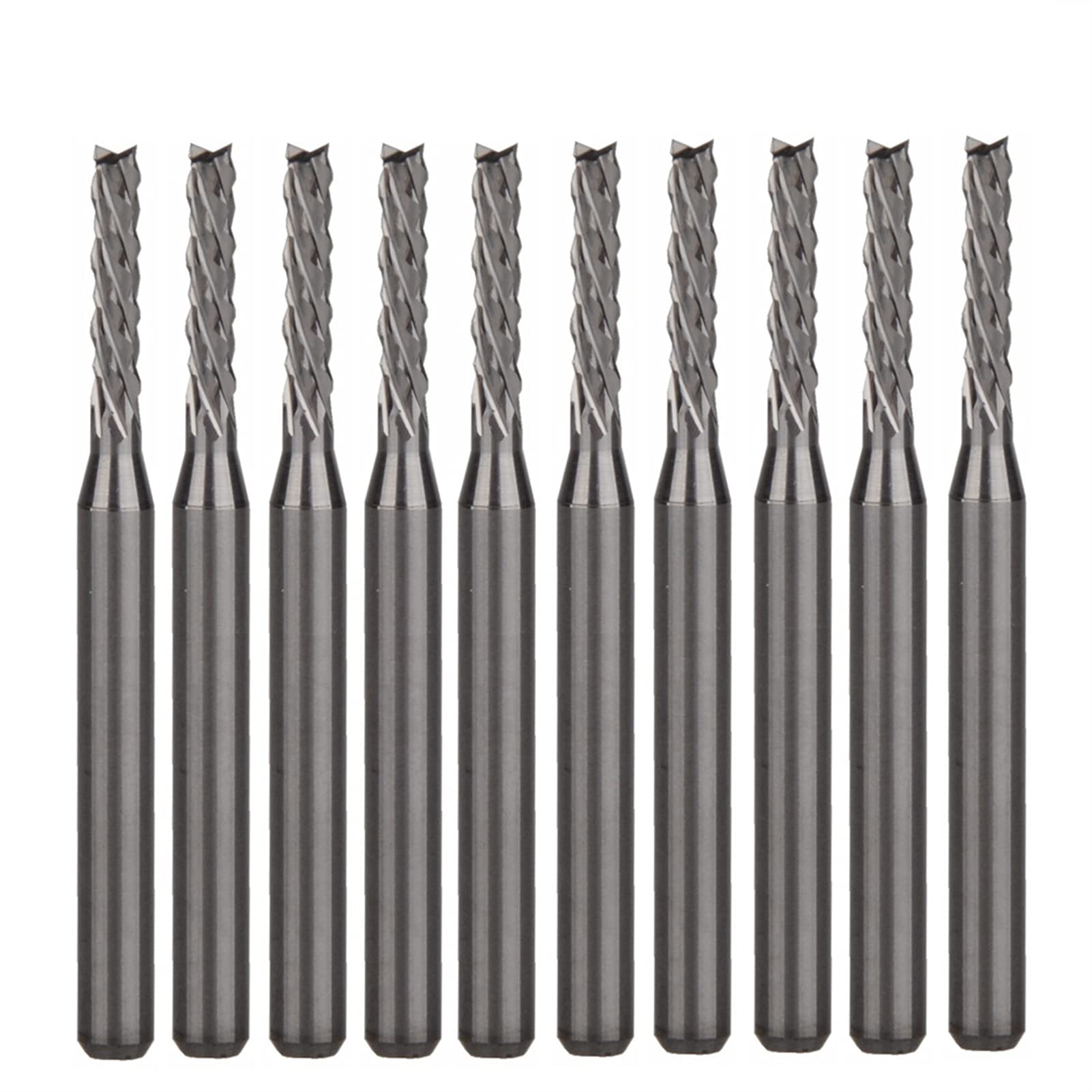 BERWENNY 10Pcs 3.175/2.0/10.5mm Down Cut Corn Teeth Bit Milling Cutter End Mill