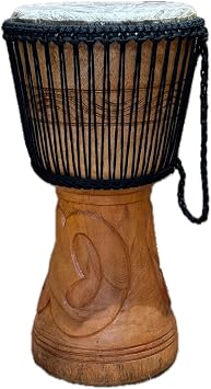 AMI 11-Inch Authentic Professional Djembe Drum with Beautiful Hand Carvings - With 2 Free Instruments Worth  25