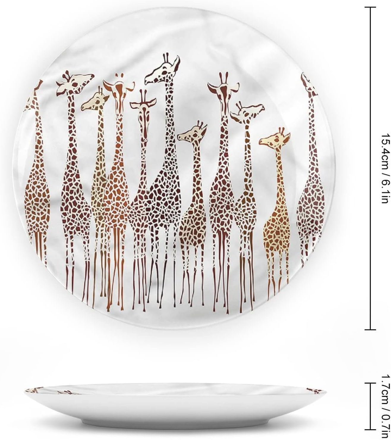 10 Inch Decorative Plate, Animal Ceramic Craft, Tropical Giraffes Wilderness Print Ceramic Wall Hanging for Fine Dining, Upscale Event, Dinner Party, Weddings, Catering, Christmas, Thankgiving