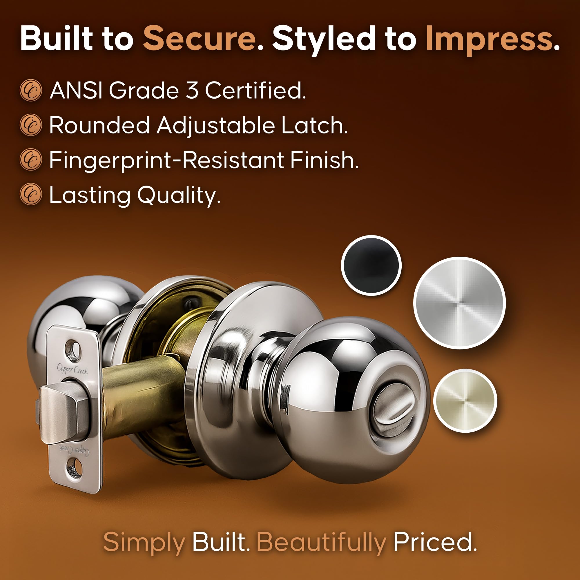Stainless Steel Privacy Ball Knob - Copper Creek -5